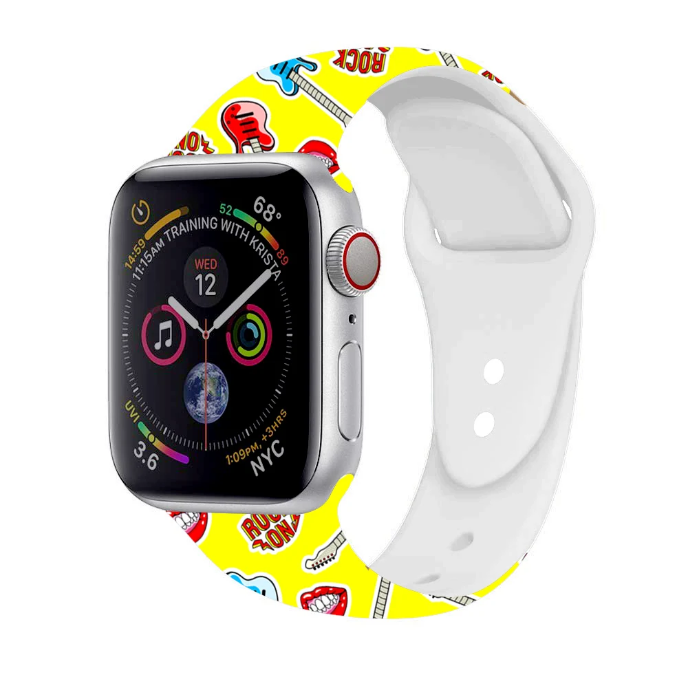 Мягкий силиконовый ремешок для apple watch series 5, 4, 3, 2, 1, iWatch, браслет для apple watch 38 мм, 42 мм, 40 мм, 44 мм, спортивный ремешок