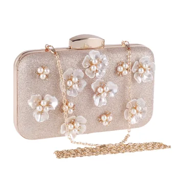 

Ladies Pearl Crystal Evening Bags Women Party Wedding Hand Bag Bridal Luxury Mini Clutch Day Purse Luxury Chain Shoulder Bags