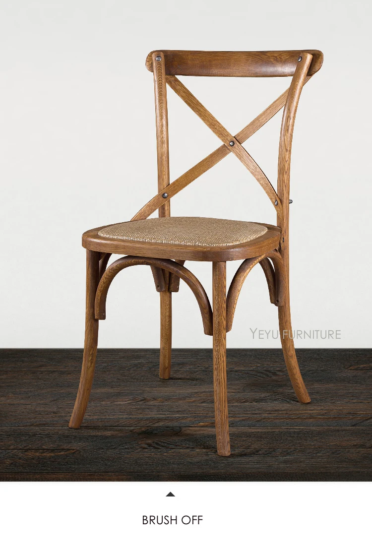Современный Дизайн американский кантри стиль массив дуба дерево классический крест стул, античное сиденье Тканые белый дуб дерево en cross обеденный стул