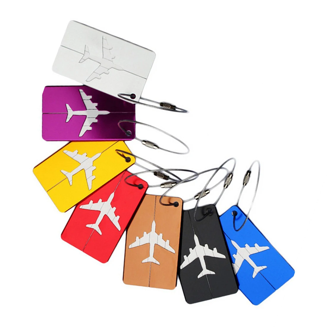 7pcs Luggage Tags suitcase Tags aluminum airplane pattern 7.5 * 4.4 cm