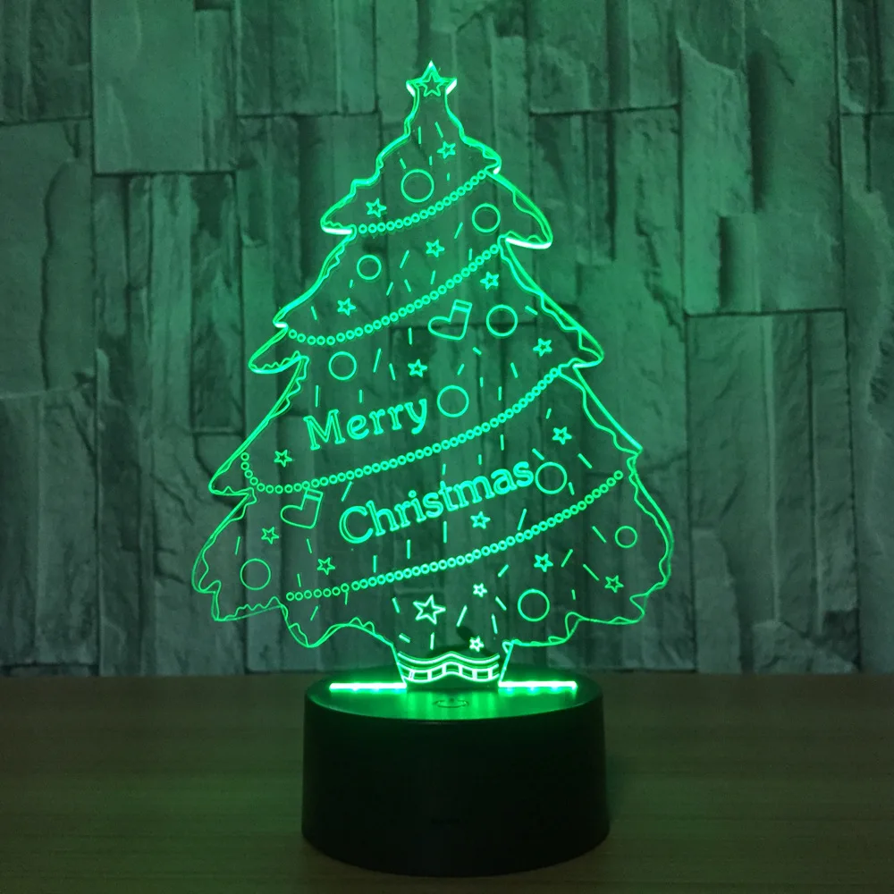 New Christmas Tree 3D Illustion Lamp Atmosphere Lamp USB Night Light Touch Switch 7 Color Change