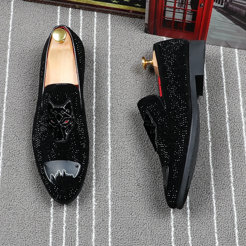 Casamento Strass Da De Preto Fundo Jozigbema Formal Vermelho Mocassins Homens Apontou Couro Luxo Sapatos 2019 Homem Festa WwRwOYfnq