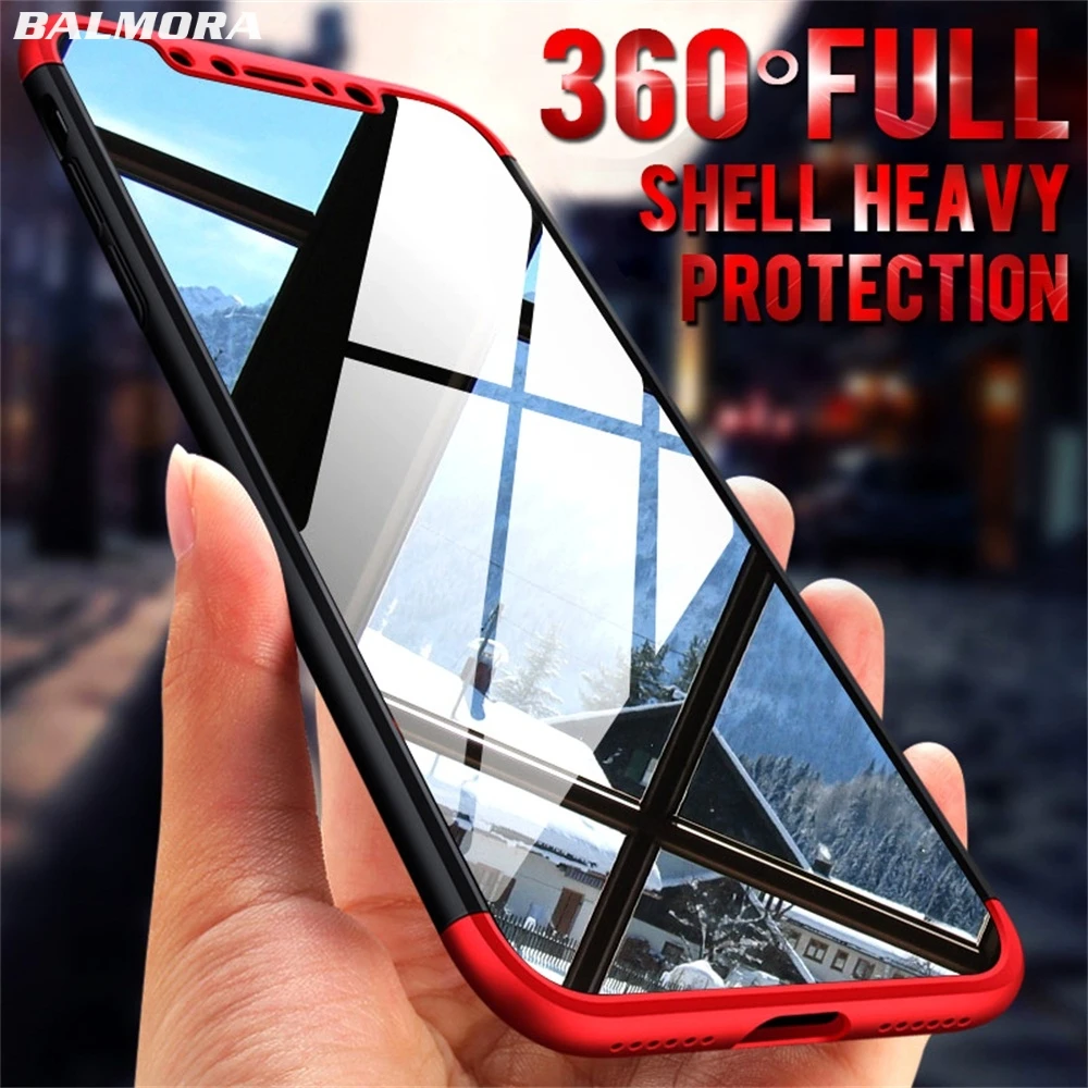 BALMORA 360 Degree Full Protection Case For iPhone X Xs Max 3 in 1 PC Hard Phone Cases 5 5S 6 6s 7 8 Plus Fundas Capa |