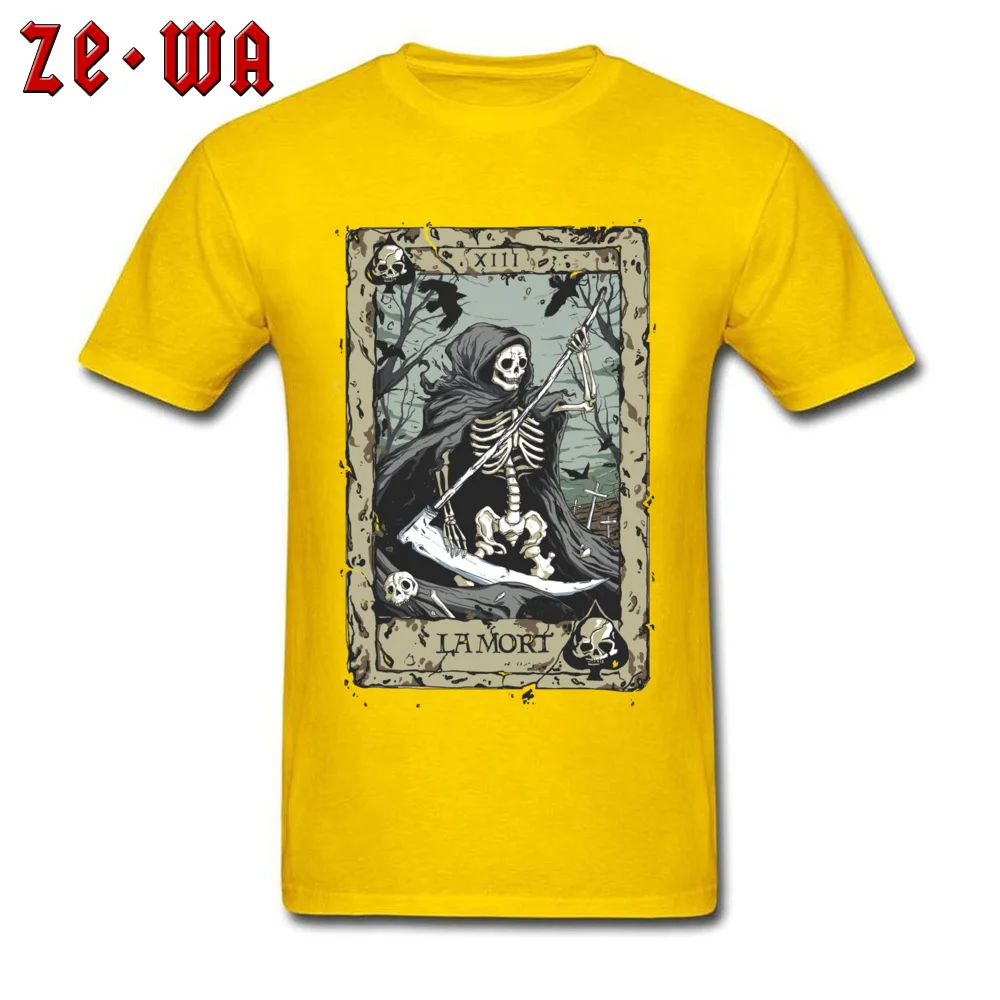 La Mort Tees Graphic Crew Neck Casual Short Sleeve Pure Cotton Mens T Shirt 3D Printed Tops Shirt Wholesale La Mort yellow