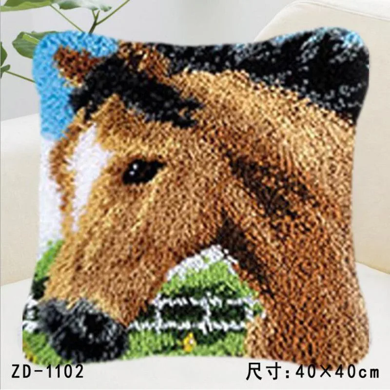Us 14 88 46 Off Horse Embroidery Pillowcase Latch Hook Rug Kits Knoopkussen Pakket Crochet Pillow Craft Cushion Tapestry Kit In Us 14 88 46 Off Horse Embroidery Pillowcase Latch Hook Rug Kits Knoopkussen Pakket Crochet Pillow Craft Cushion Tapestry Kit In