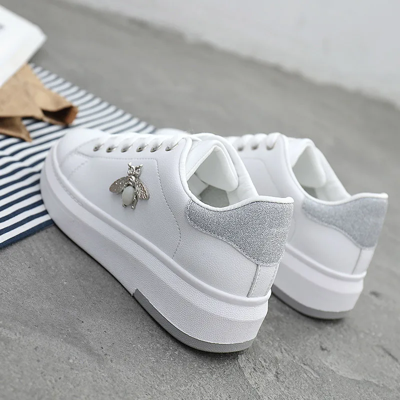 

2018 autumn new versatile leather waterproof female student butterfly shoes with Korean version of the wild white shoes women
