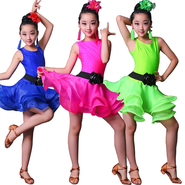 Ropa de escenario para niños, niños, niños, vestido de baile latino  profesional para niñas, vestidos de baile de salón, niños, lentejuelas  rojas