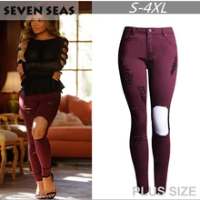 Новые модные женские рваные джинсы женские обтягивающий большого размера Женские джинсы-стрейч джинсовые брюки с дырками Pantalones mujer