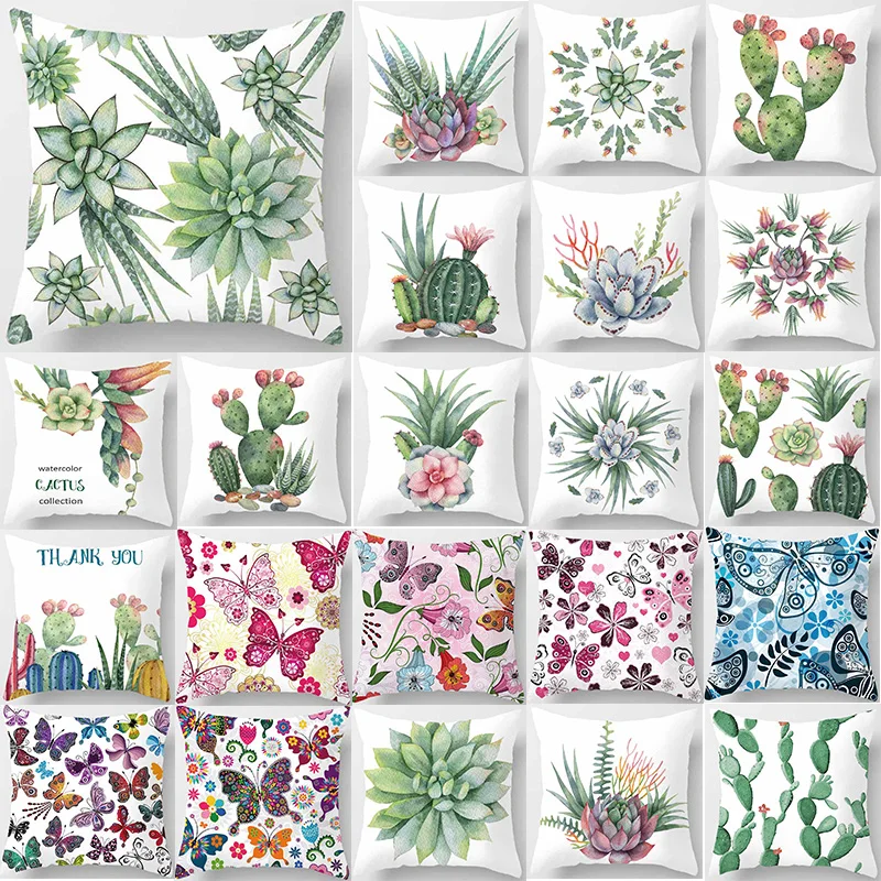

Unicorn tropiacal cactus butterfly pillow case square pillow cases home beauty butterfly pillow cases pillow cover 45*45cm