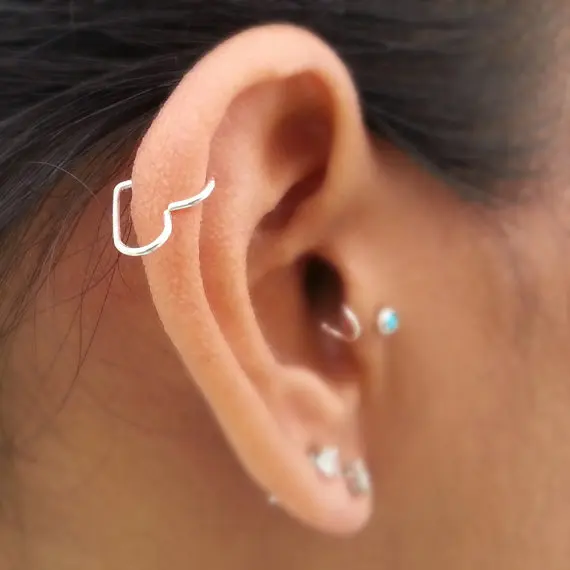 PINJEAS серьги-улитки открытым сердцем из нержавеющей стали, Rook «любящее сердце» серьги-гвоздики ювелирные аксессуары ‒ серёжки серьги для женщин