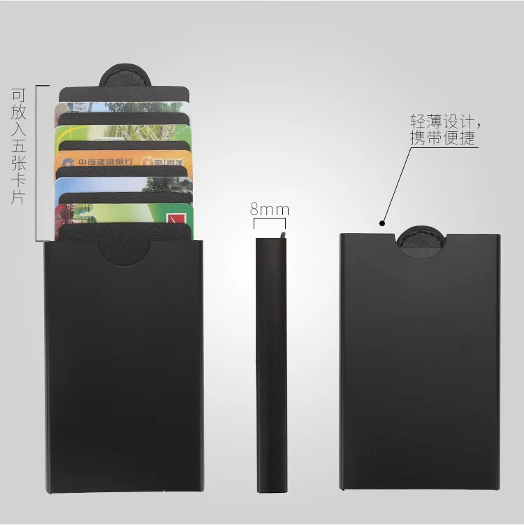 Для мужчин алюминиевый кошелёк с задним карманом ID держатель для Карт RFID Блокировка мини-тонкий металлический кошелек Кредитная карта