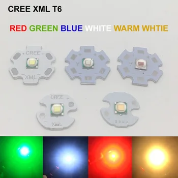 

1PCS CREE XML XM-L T6 LED U2 10W Cold White Warm White Blue Red Green UV LED Emitter Diode with 12mm 14mm 16mm 20mm PCB for DIY