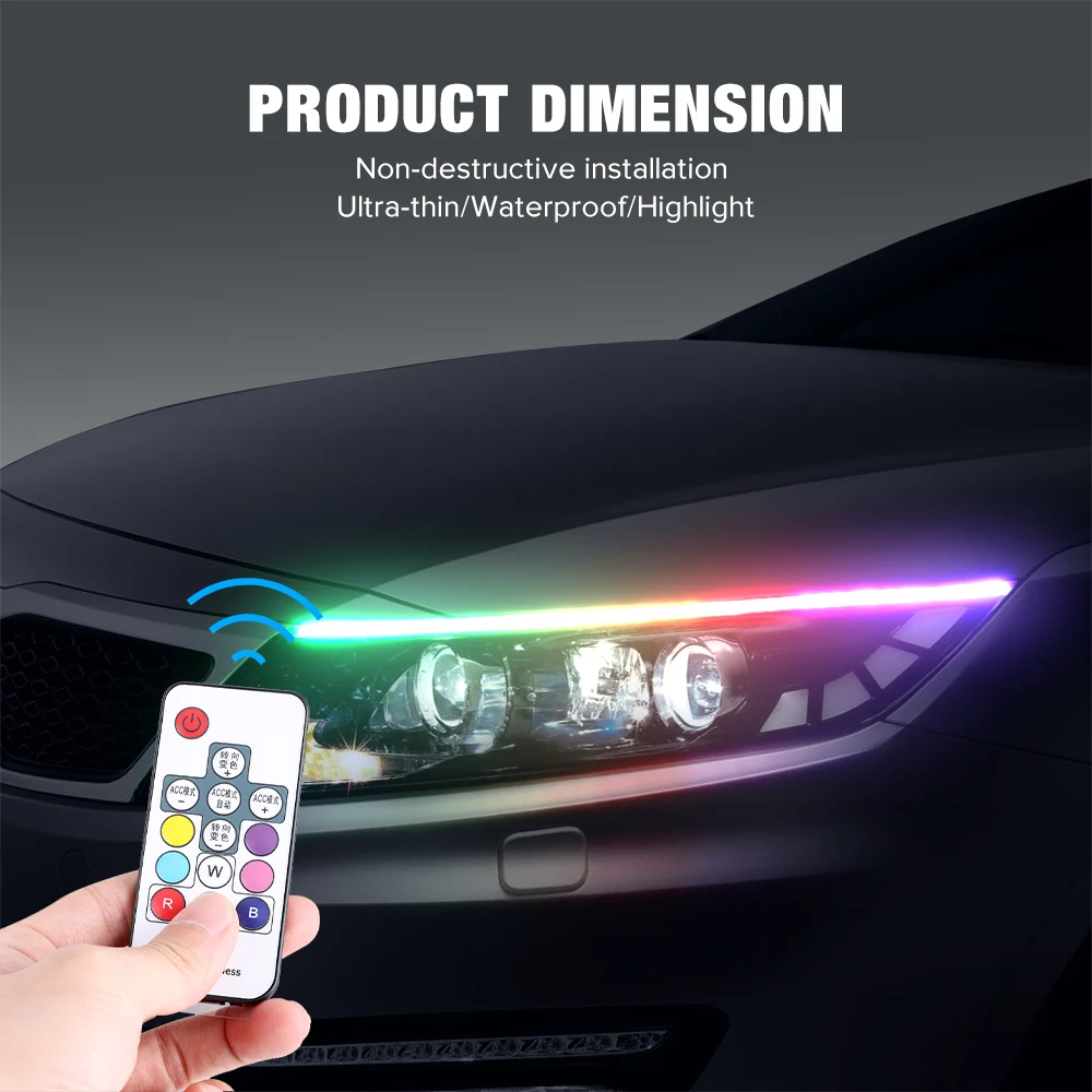 Новинка 2019 тонкий последовательный гибкий светодиодный DRL светильник RGB для