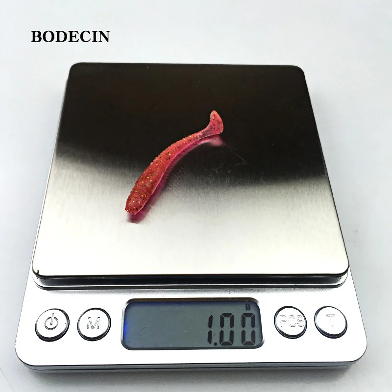 16pcs Fishing Takcle Lure Worms Artificial Soft Baits with salt smell T Tail  lures 50mm 1g Grubs Maggot Plastic Jig Head Texas (7)