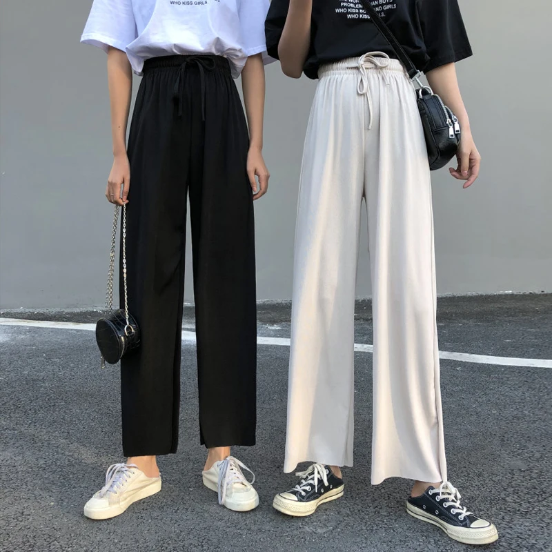 

2 Colors Mihoshop Ulzzang Korean Korea Women Fashion Clothing High Waist Casual Preppy Wide Leg Pants White Black