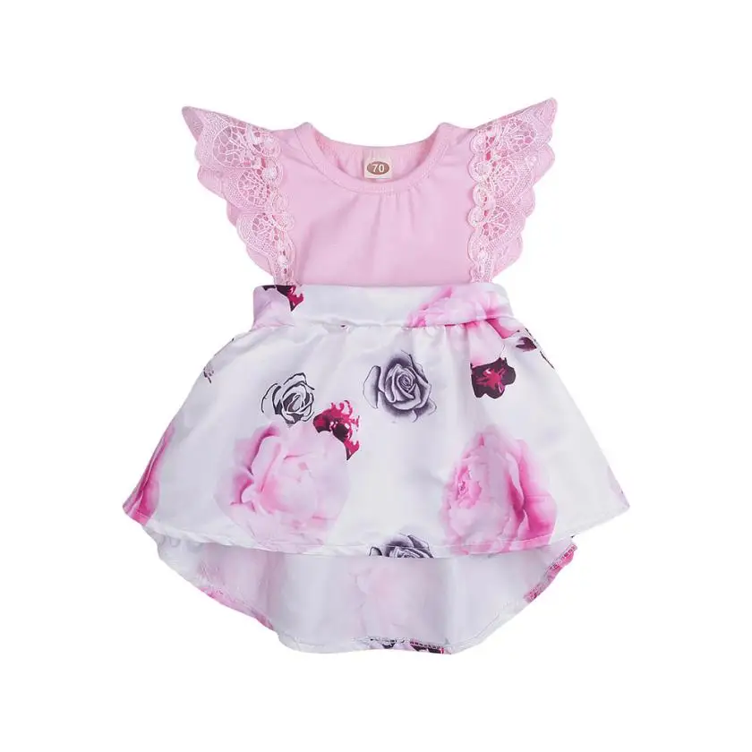 MUQGEW/платье в стиле пэчворк для маленьких девочек; одежда с цветочным принтом; кружевные платья принцессы для девочек; летнее платье для малышей;# XT