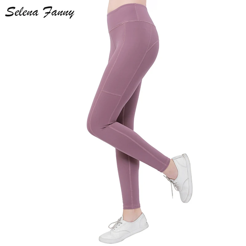 

Selena Fanny Women Yoga Pants Sportswear Sexy High Waist Fitness Running Ladies Gym Tights Sport Leggings With Pocket L 3 Colors