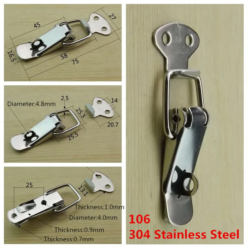 Iron Plated Nickel/304 Stainless SteelToggle Hasp Latch Sprung Catch Chest Flight Case Suitcase Hardware Cabinet Box 1Pcs
