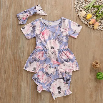 

Newborn Kids Baby Girl Floral Outfit Clothes Dress Tops+Pants Shorts Set Cotton Summer Outfits 0-24M Top Fashion Lovely Sets