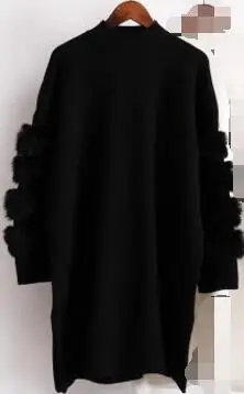 Осень Зима Женский вязаный длинный пуловер свитер женский толстый теплый свитер вязаный джемпер платье Y05 - Цвет: Черный