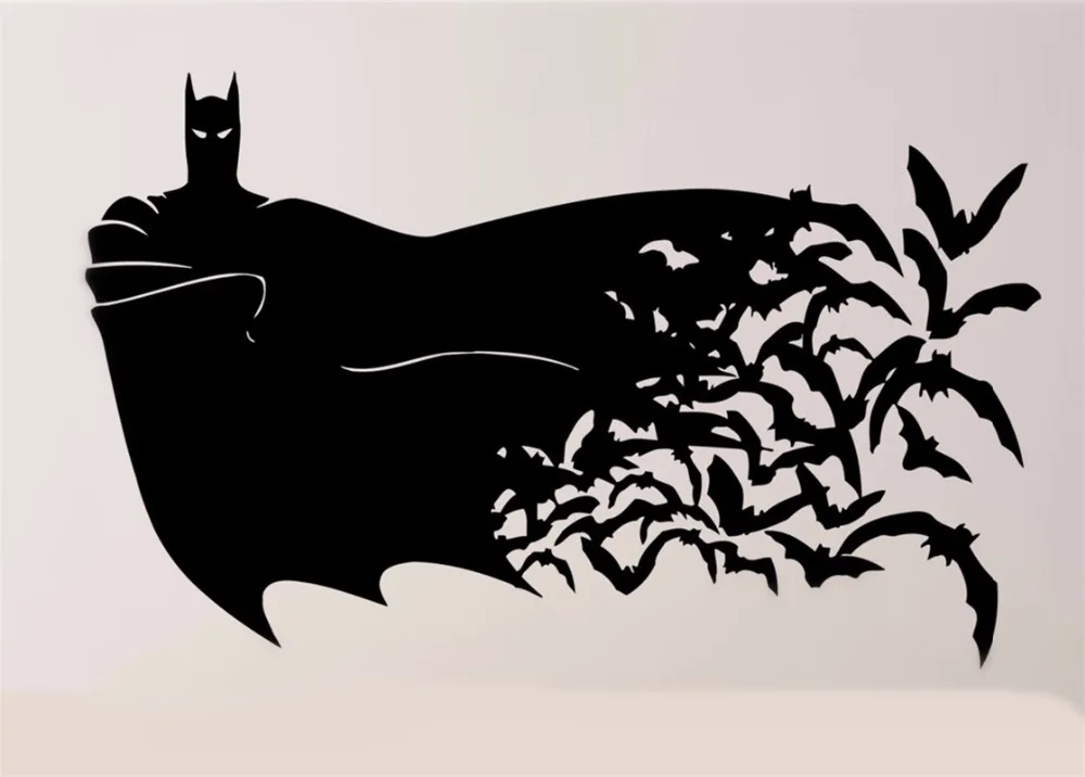 Download YINGKAI Batman & Bats Dark Knight Flying Bats Superhero Removable Vinyl Carving Wall Decal ...
