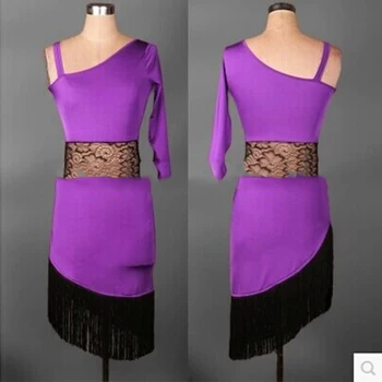 

Latin Dance Dresses For Women Black Lace Club Party Dancer Singer Entertainer Fringe Tassel Black Dress BL05