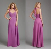 2016 Stylish Halter Ruched Radiant Orchid Chiffon Bridesmaid Dresses With Ruffles Long Bridesmaid Gown Vestidos De Dama De Honor