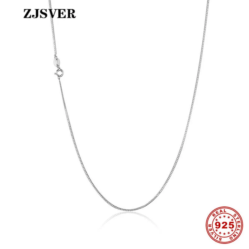 

ZJSVER Fine Jewelry 925 Sterling Silver Necklace Fashion Simple Silver 45/60/80cm Chain Women Necklace For Festival Present