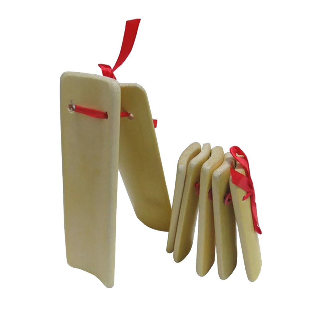 Tooyful Exquisite 2Pcs Bamboo Hand Clappers Finger Castanet Clicker Large+Small Kids Preschool Percussion Toys