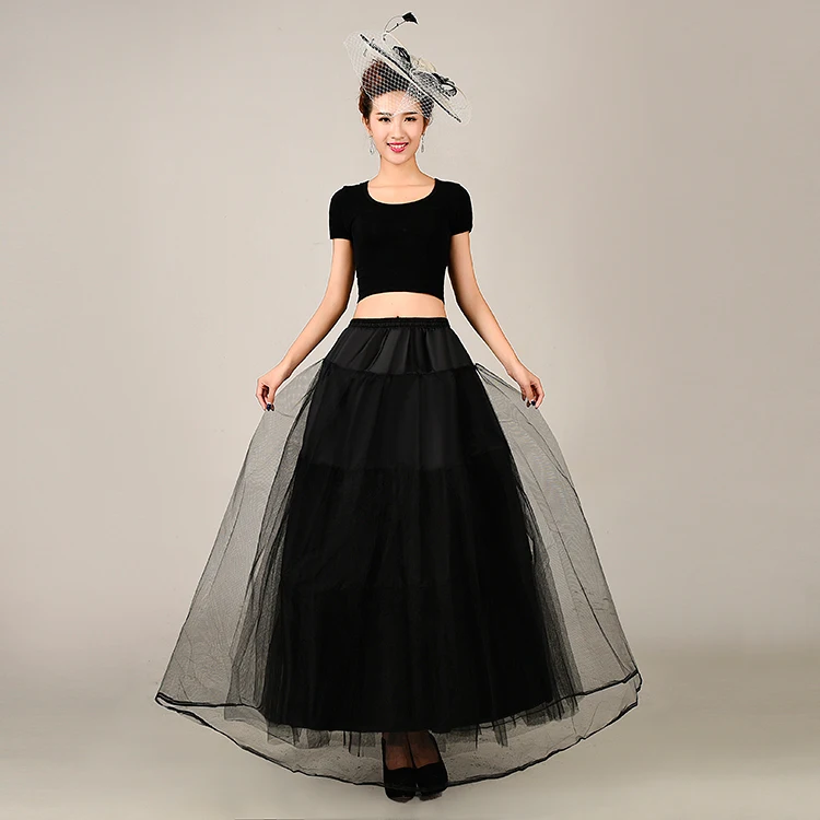 Saias de Tule Underskirt para o Vestido de Casamento para Mulheres Nova Saia Longa Três Camadas Branco - Preto 2020 4 High Quality Casamentos e Eventos