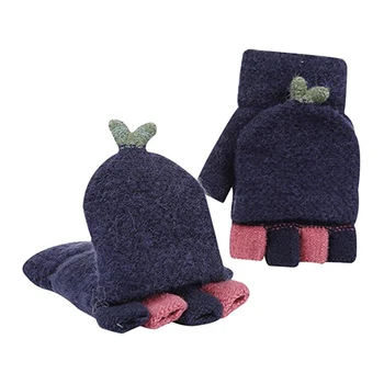 

Girls Boys Winter Hanging Neck Thicken Hot Warm Mittens Gloves with String