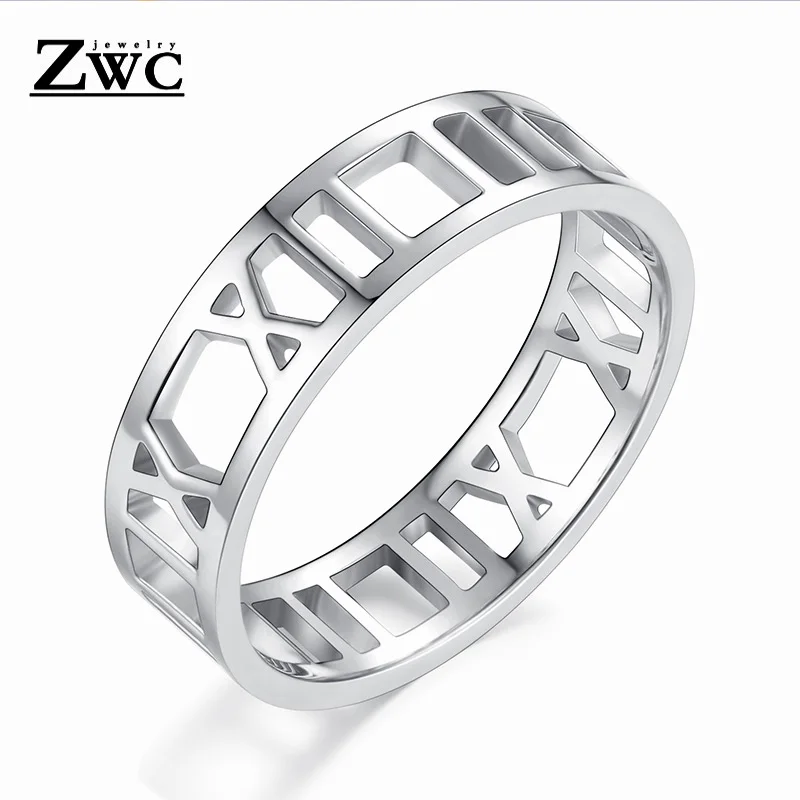 

ZWC Exquisite Fashion Simple Openwork Rings for Women Men Party Wedding Romance Titanium Steel Ring Gift Jewelry Wholesale