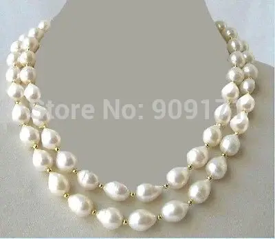 

2015 NEW NOBLEST 32''11-14MM NATURAL SOUTH SEA GENUINE WHITE PEARL NECKLACE 14KGP