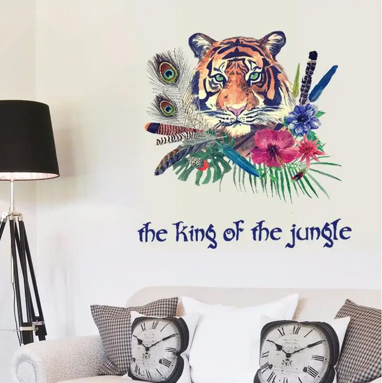 

Personalized fashion Tiger Feather DIY Wall Stickers bedroom Entrance backdrop Home Decor Art Decals 3D Wallpaper decoration