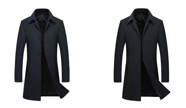 Новое зимнее пальто, мужской Тренч, пальто для мужчин, шерстяное пальто Abrigo Hombre, однотонное X-long пальто, Мужская ветровка, Тренч, пальто для мужчин, M-3XL