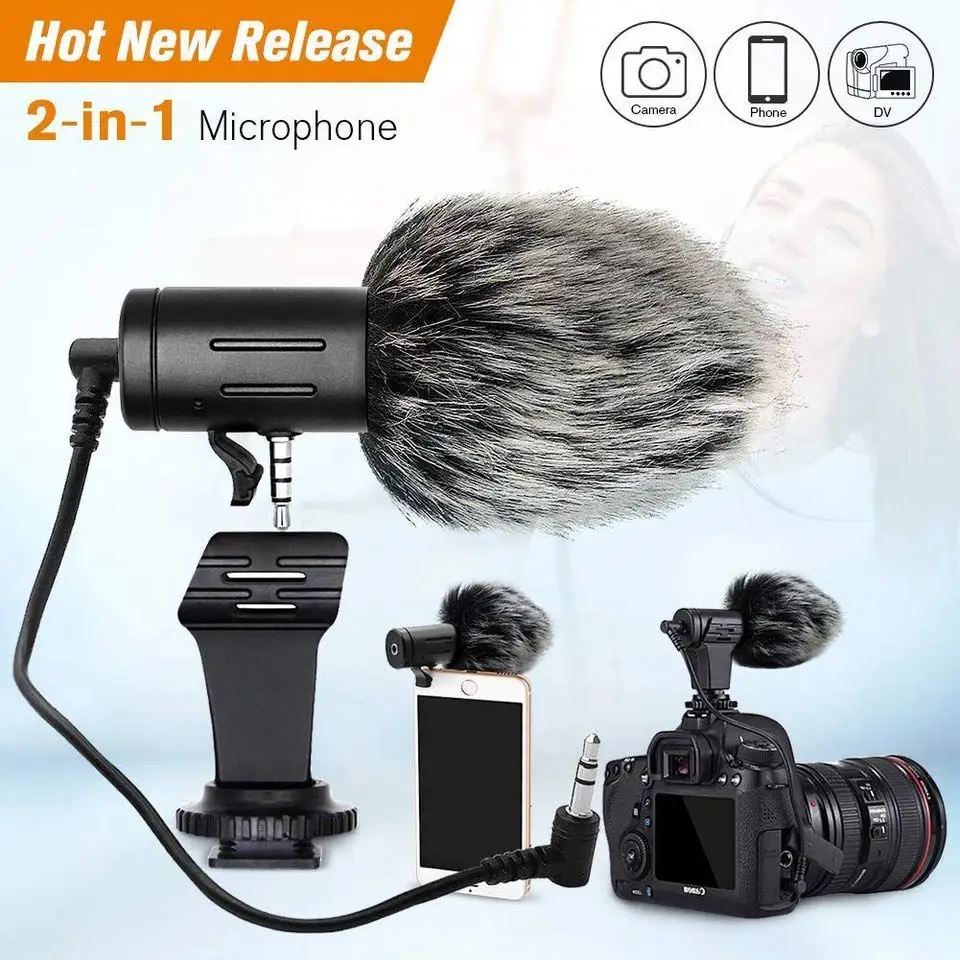 

2019 Fashion 3.5mm Digital Talk Video Recording Interview Hifi HD Sound Mini Mic Microphone SLR DSLR Camera Microphone Flexible