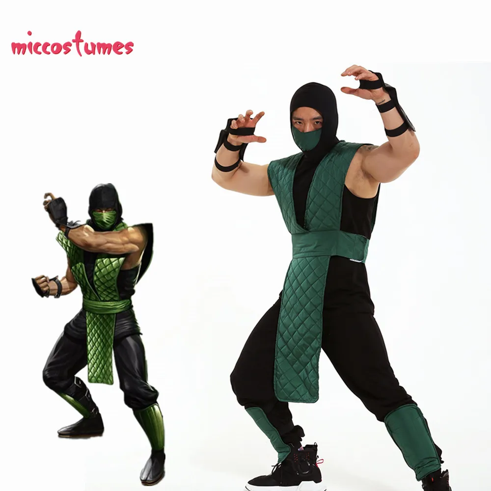 

Mortal Kombat Reptile Cosplay Costume Green Suit with Mask