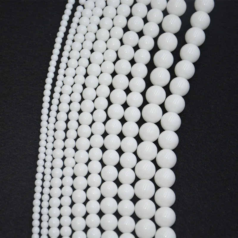4 мм 6 мм 8 мм 10 мм синтетический Природный Камень Блестящий Белый цвет круглый DIY свободные стеклянные бусины для браслета ожерелье изготовление