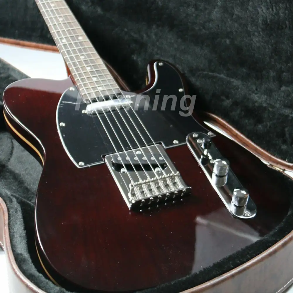 

Electric Guitar ELM Body Brown Color Black Pickguard High Quality