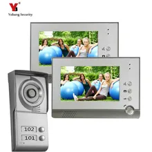 Yobang Security 7″Touch Screen Video Intercom Door Phone System 2 Monitors + Outdoor Doorbell Camera For 2 Apartments Family