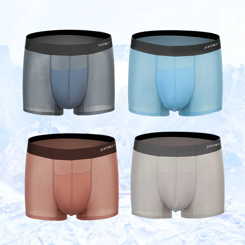 Goede Luxe Ultra Dunne Boxers Zachte Ijs Zijde Boxer Mannen Ademend Glad Boxer Effen Transparant Boxers Heren Ondergoed 2 stks partij