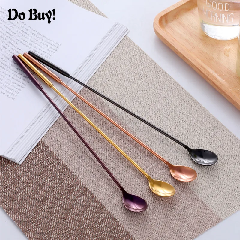 1Pcs Cocktail Spoon Stainless Steel Mixing Bar Cocktail Spoon Long Handle Drinking Bar Tool 30.6cm