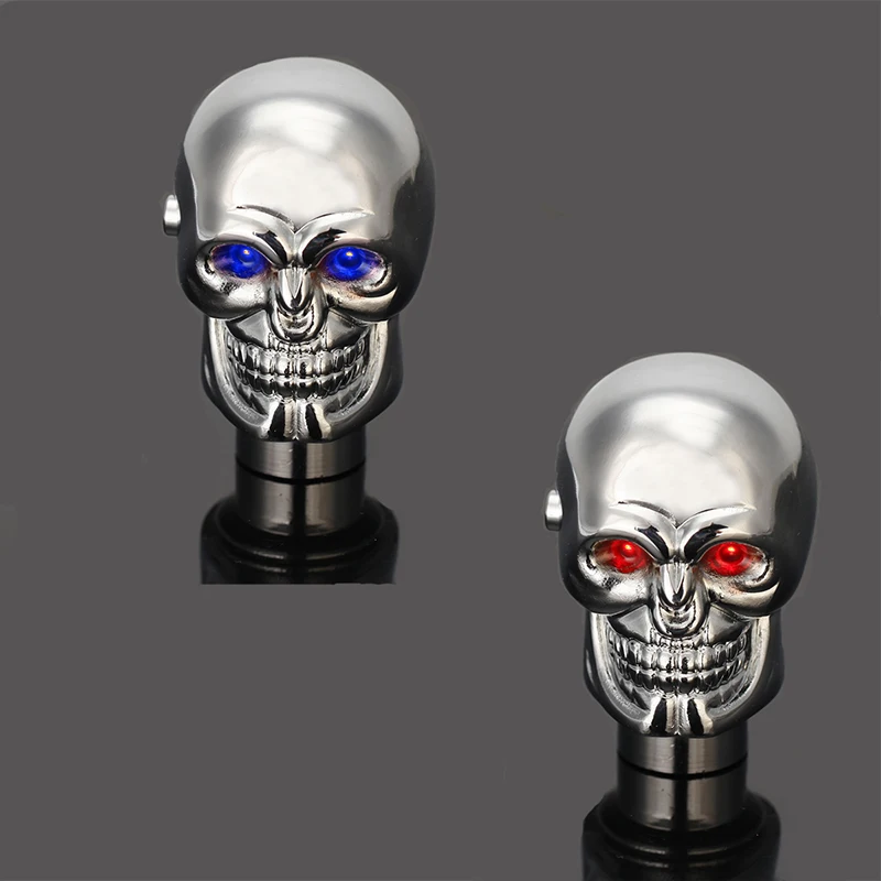 Cool Chrome Skull Head Style Red/Blue LED Lights Car ...