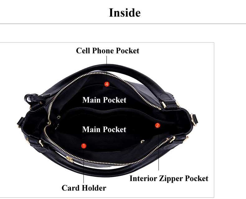 Lomelobo Women Genuine Leather Shoulder Bags Luxury Lady Fashion Litchi Pattern Casual Tote Female Handbags Girls Messenger Bags 2019 HBL5559 Details (05)