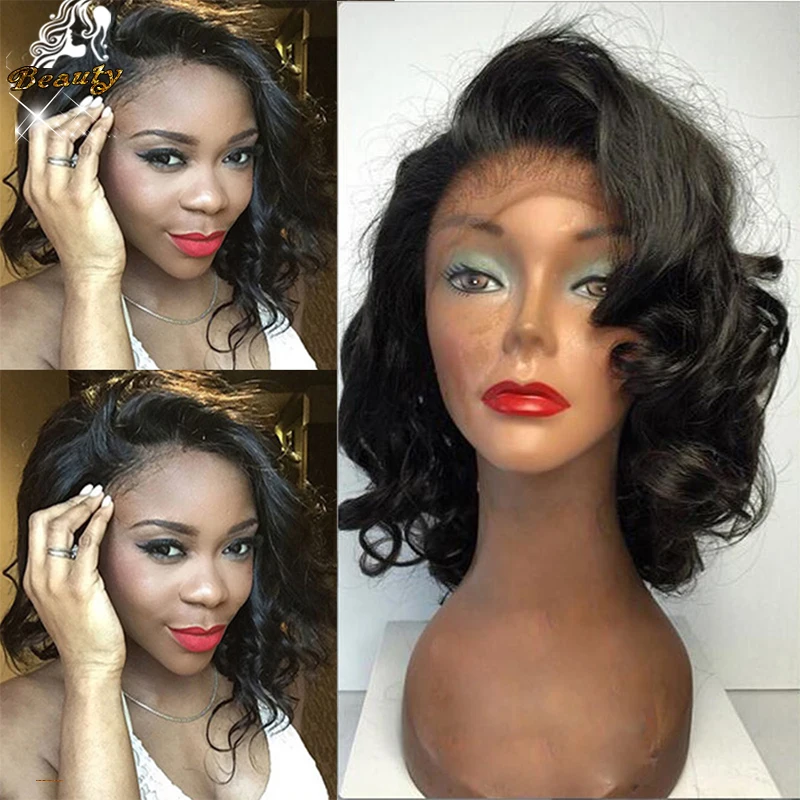 

7A Best Full Lace Human Hair Wigs For Black Women Wavy Brazilian Glueless Lace Front Wig with baby hair Vigin Hair Wig With Bang