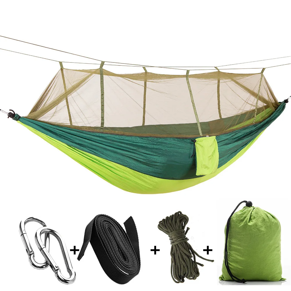 

Outdoor Parachute Cloth Hammock with Mosquito Nets Ultra Light 210T Nylon Camping Hanging Sleeping Bed Swing Strong Bearing