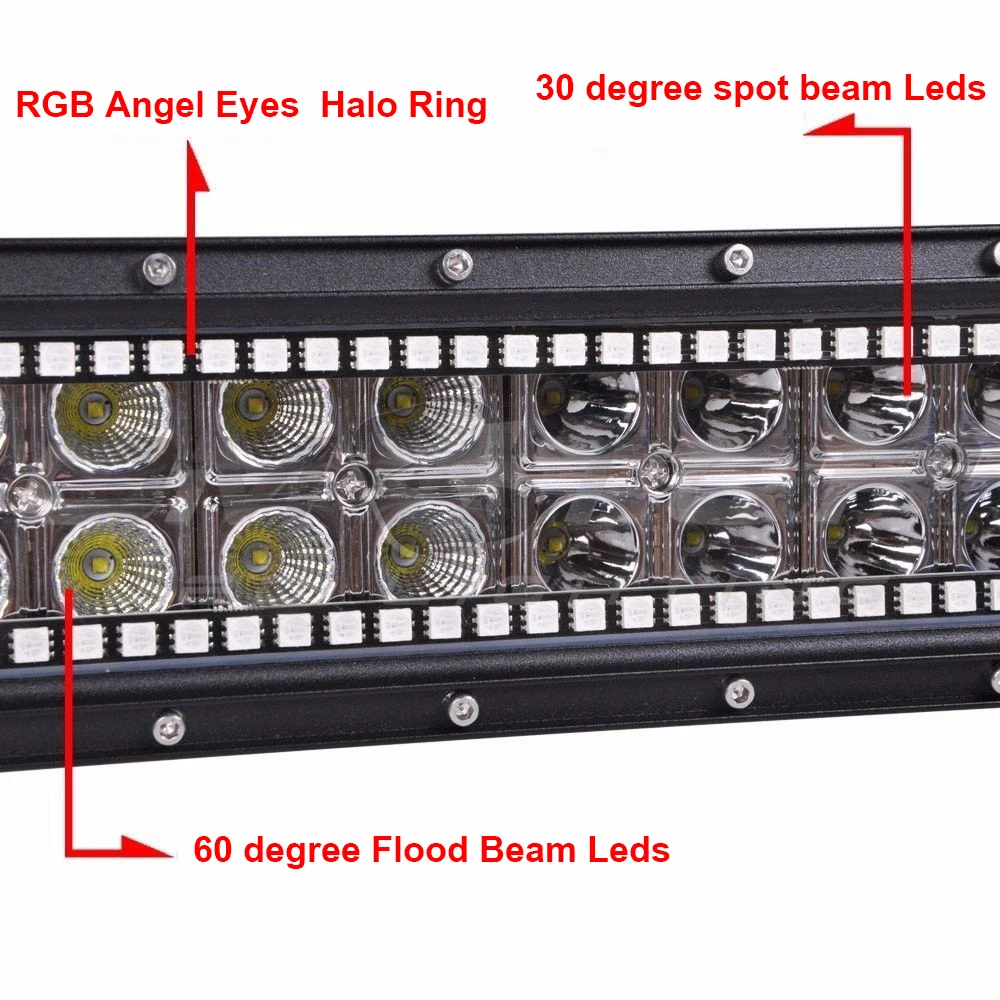 3 4 14 20 22 32 42 50 52 дюймов RGB погоня Halo светодиодный светильник бар внедорожный рабочий светильник Многоцветный Для Джип Лодка Автомобиль Грузовик 4x4 внедорожник ATV