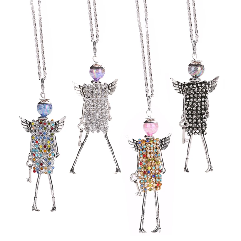 

YLWHJJ new doll rhinestone pendant maxi necklace women cute hot angel wing girls crystal Statement necklaces fashion jewelry