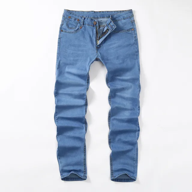 FeiTong men’s casual pants Men’s Casual Autumn Denim Cotton Zipper Fly String Work Trousers Jeans Pants male trousers