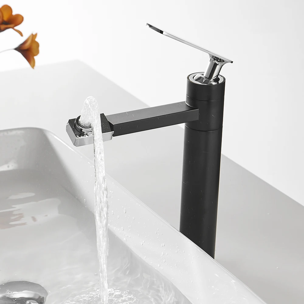 Billig Becken Wasserhahn Matte Schwarz Wasserhahn Wasserhahn Bad Waschbecken Wasserhahn Einzigen Griff Loch Deck Montiert Waschen Heißer Kalt Mischbatterie Kran 855019